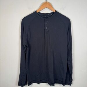 Public Rec Go-To Henley Shirt Size Medium Black Pima Cotton Stretch‎ Long Sleeve